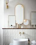 Spiegel auf Ständer Oval I Gold - Metall - 9 x 32 x 9 cm