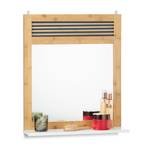 Miroir mural bois avec tablette blanche Marron - Bambou - Bois manufacturé - Verre - 53 x 61 x 15 cm