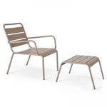 2er-Set Relaxsessel mit Hocker Palavas Taupe