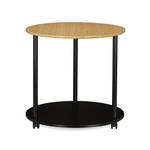 Table d'appoint ronde sur roulettes Noir - Marron - Bambou - Matière plastique - 60 x 59 x 60 cm