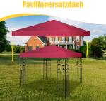 3x3M Pavilliondach Ersatzdach Rot - Metall - 300 x 73 x 300 cm