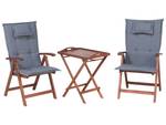 Bistro Set TOSCANA 3-tlg Blau - Eiche Dunkel - Rot