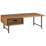 Table basse en bois, métal et rotin Marron - Bois manufacturé - 115 x 43 x 65 cm