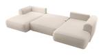 Ovo U-Form-Ecksofa, Schlaffunktion Ecru - Ecke davorstehend rechts - Longchair davorstehend links - Ottomane davorstehend rechts