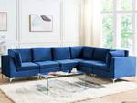 Ecksofa EVJA Blau - Marineblau - 300 x 235 cm - Armlehne davorstehend rechts - Ecke davorstehend links