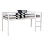 Lit mezzanine avec rideau 2253 Blanc - Avec sommier à lattes & matelas - Profondeur : 96 cm