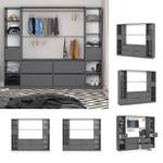 Kleiderschrank Visit XXXL Anthrazit Grau - Holzwerkstoff - 225 x 189 x 49 cm