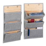 2 x Wandorganizer Bambus 3 Fächer 15 x 58 cm