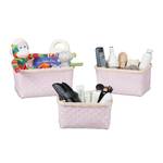 Aufbewahrungskorb rosa 3er Set Braun - Pink - Bambus - Metall - Kunststoff - 31 x 16 x 22 cm