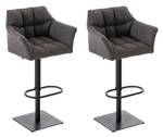 Tabouret de bar Damaso Lot de 2 Gris minéral - Noir