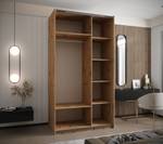 Armoire Lux 1 Imitation chêne - Argenté - Blanc - Largeur : 130 cm