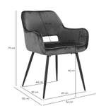 2 chaises velours gris anthracite - ARON Gris - En partie en bois massif - 56 x 79 x 55 cm
