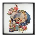 3D-Collage-Bild Totenkopf mit Blumen