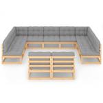 Garten-Lounge-Set (11-teilig) 3009757-2 Grau - Holz