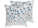 Kissen 2er Set CLEOME Blau - Grau - Weiß - Textil - 45 x 12 x 45 cm