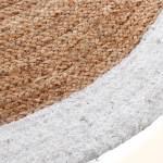 Tapis en jute à bord coloré Beige - Fibres naturelles - 120 x 1 x 120 cm