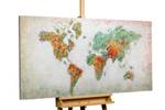 Bild handgemalt Einklang der Kontinente Massivholz - Textil - 140 x 70 x 4 cm