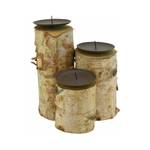 Kerzenhalter aus Birkenholz Metall und (