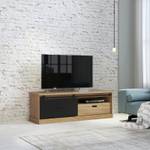 Meuble TV 1 tiroir 1 porte coulissante Marron - En partie en bois massif - 163 x 56 x 52 cm