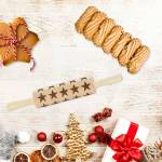 Rouleau à pâtisserie motif étoiles Noël Marron - Bois massif - 5 x 5 x 39 cm