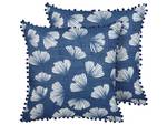 Kissen 2er Set DANDELION Blau - Weiß - Textil - 45 x 10 x 45 cm