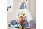 Spielzelt Tipi Dakora Blau - Braun - Holzwerkstoff - 120 x 155 x 120 cm