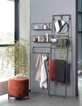 Garderobe mit Spiegel Wandregal Metall Schwarz - Metall - 45 x 190 x 15 cm