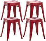 Tabouret bas Armin Lot de 4 Rouge