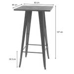 Set de table haute A73 métal (3 pcs) Noir - Métal - Bois/Imitation - En partie en bois massif - 60 x 117 x 60 cm