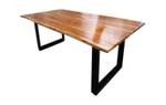 Table LORE bord d'arbre couleur noyer 100 x 200 cm