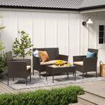 Gartenmöbel-Set Lounge-Set 4-teilig Braun - Metall - 55 x 82 x 57 cm