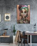 Acrylbild handgemalt Exotische Schönheit Massivholz - Textil - 70 x 100 x 4 cm