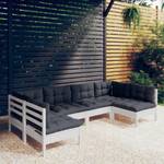 6-tlg. Garten-Lounge-Set mit Kissen Weiß Weiß