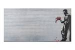 Acrylbild handgemalt Banksy's Cavalier Schwarz - Weiß - Massivholz - Textil - 120 x 60 x 4 cm