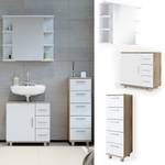 Mobilier de salle de bains Ilias Imitation chêne de Sonoma - Blanc