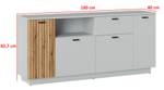 Sideboard VERO Grau - Holzwerkstoff - 180 x 83 x 40 cm