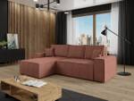 Ecksofa Malaga L Cord Rosé - Ecke davorstehend links