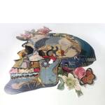 3D-Collage-Bild Totenkopf mit Blumen
