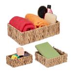 Aufbewahrungskorb 3er Set Braun - Metall - Rattan - 36 x 10 x 22 cm