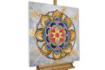 Tableau peint à la main Mandala Love Bois massif - Textile - 80 x 80 x 4 cm