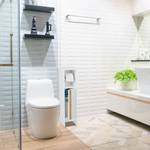 Serviteur de papier toilette blanc Marron - Blanc - Bambou - Bois manufacturé - 19 x 76 x 19 cm