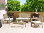 Sitzgruppe MARSALA 7-tlg Beige - Blau - Weiß - Polyrattan - 112 x 77 x 57 cm