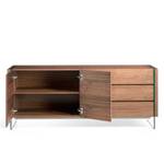 Sideboard aus Nussbaum und Glas Braun - Glas - Massivholz - Holzart/Dekor - 188 x 75 x 45 cm