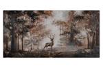 Acrylbild handgemalt Stag in the Brume Braun - Massivholz - Textil - 120 x 60 x 4 cm