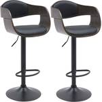 Tabouret de bar Kingston Lot de 2 Noir - Gris - Cuir synthétique