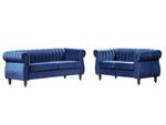 Ensemble canapé TRUMBO Lot de 2 Bleu - Textile - 78 x 77 x 195 cm