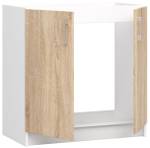 Spülenunterschrank LIMA 80 Braun - Weiß - Holzwerkstoff - 80 x 82 x 45 cm