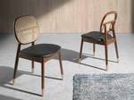Chaise en simili cuir et pieds en bois Noir - Marron - Doré - Bois manufacturé - Rotin - 49 x 87 x 52 cm