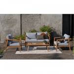 Salon de jardin bas en teck Lucca Beige - Bois massif - Profondeur : 150 cm