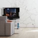 TV Board mit Rollen weiß Weiß - Holzwerkstoff - Textil - 80 x 40 x 40 cm